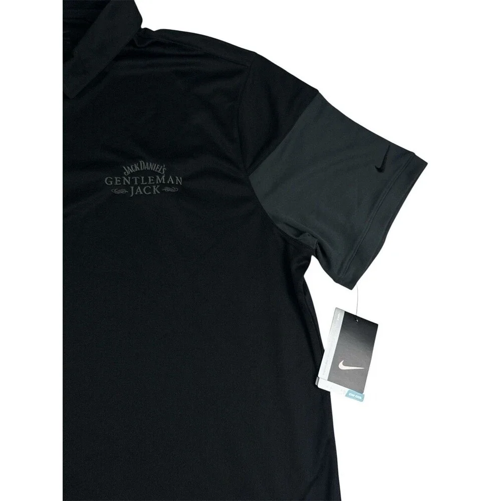 Nike Golf Dri-FIT Polo XL Black Gentleman Jack Embroidered Logo Mens NWT